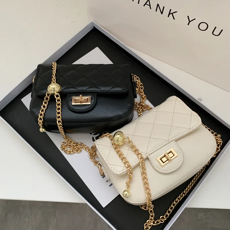 

2021 new fashion women bags of gold small sweet wind, han edition single shoulder bag handbag new ling oblique chain handbag