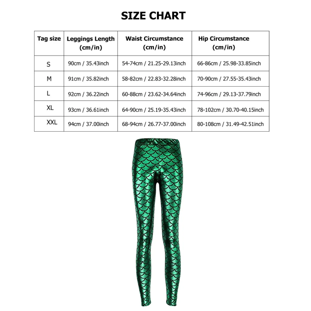 

1Pc Chic Sexy Leggings Fish Scale Leggings for Woman (S, Green)