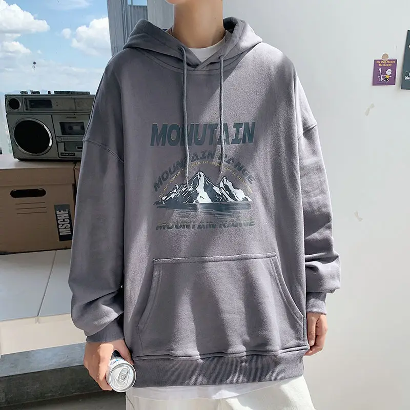 Толстовки мужские свободные пуловеры с большими карманами мужская толстовка