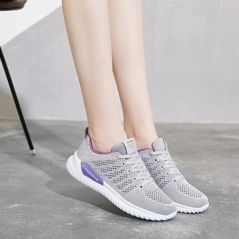 

2021 Woman Sneakers Breathable Light Women's Footwear Vulcanized running Shoes Lace Up Comfort Flats Walking Shoes Casual Female