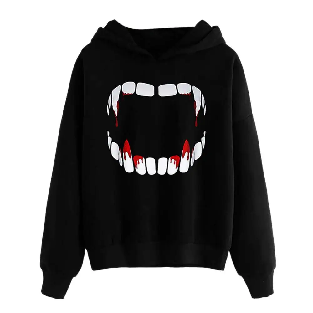 Женская толстовка с капюшоном пуловер в стиле Вампир ужас кровь женская блузка