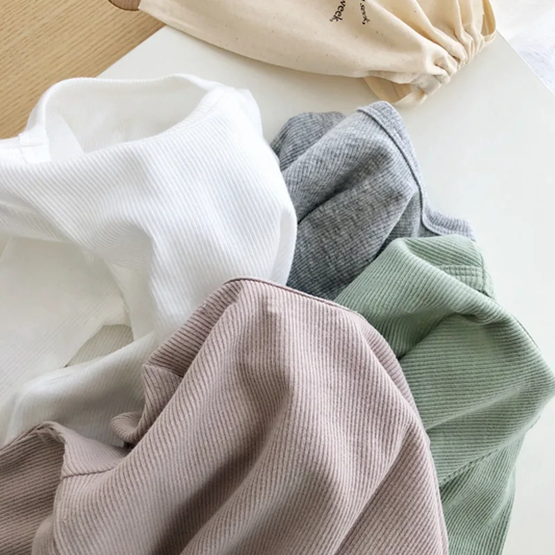 Детская пижама в рубчик для маленьких девочек детская одежда мальчиков осенне