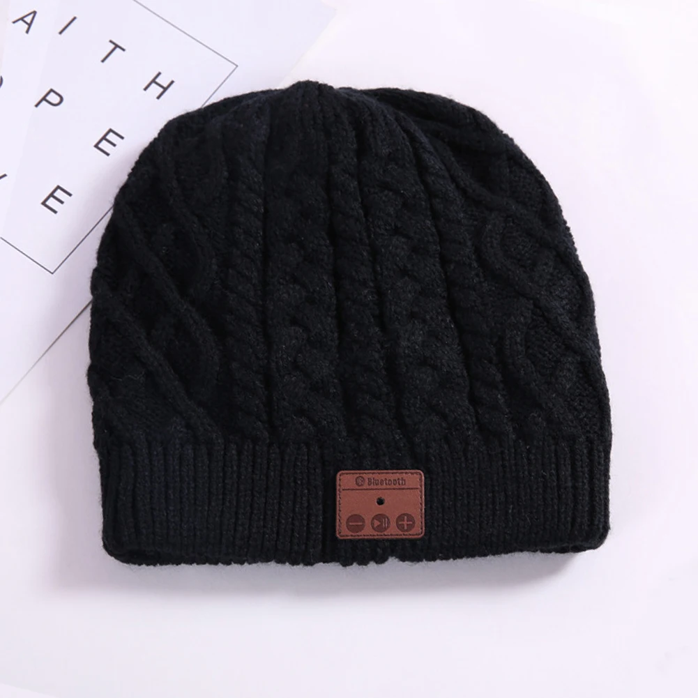 Беспроводная шапка вязанные шапки Beanie стерео наушники микрофон динамик Bluetooth для