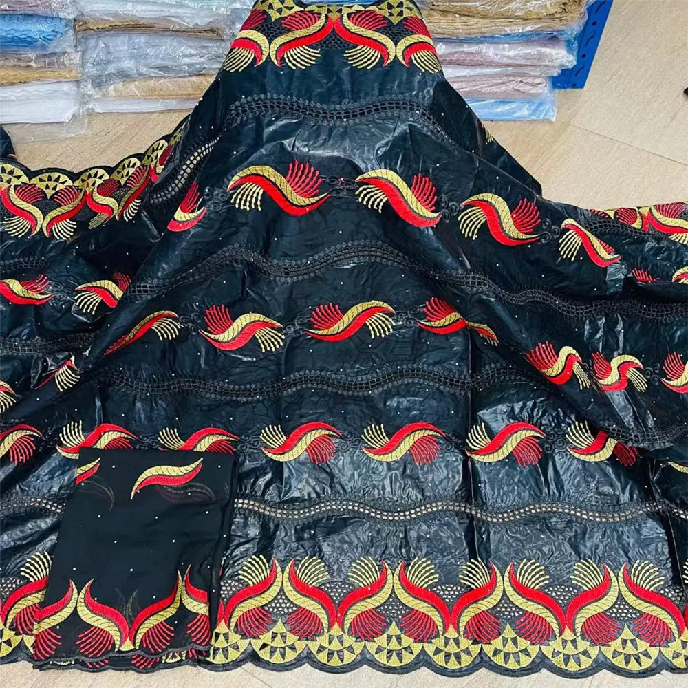

5 + 2Y черная базиновая богатая ткань 2021 Новый Африканский хлопок кружево швейцарская вуаль материал Нигерия вышивка платье ткань NBV18