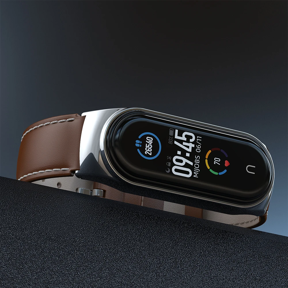 Кожаный ремешок для Mi Band 6 5 браслет Xiaomi 4 ремешки Miband 3 в новом стиле дизайн