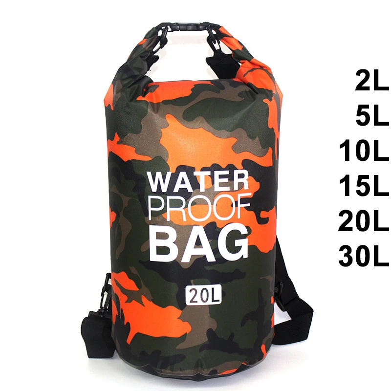 

30L Waterproof Swimming Bag Dry Sack Camouflage Colors Fishing Boating Kayaking Storage Drifting Rafting Bag 2L 5L 10L 15L XAZ9