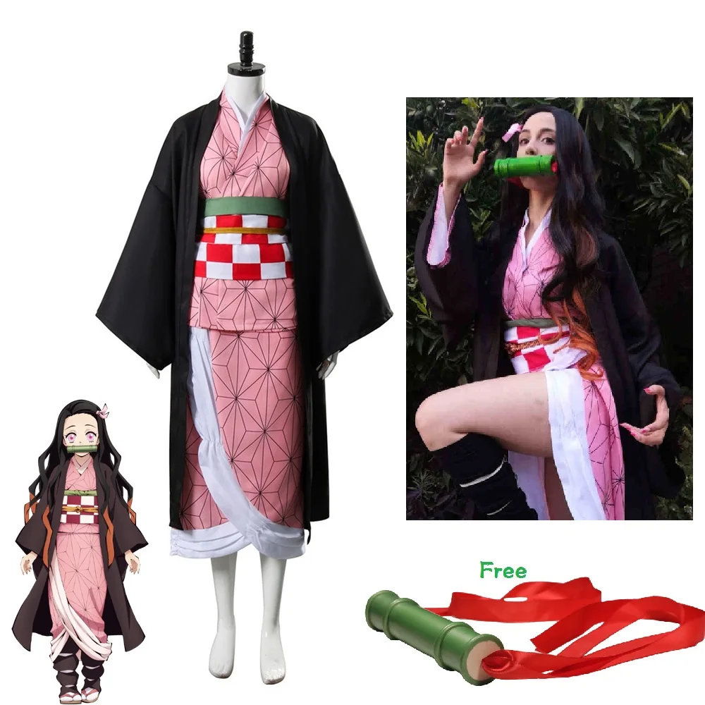 Демон убийца: Kimetsu без Yaiba камадо Nezuko женский костюм для косплея японское кимоно