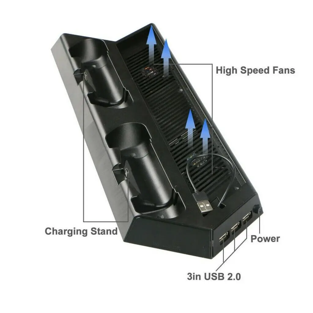 ТОНКАЯ вертикальная подставка для PS4 и контроллер охлаждения вентилятора