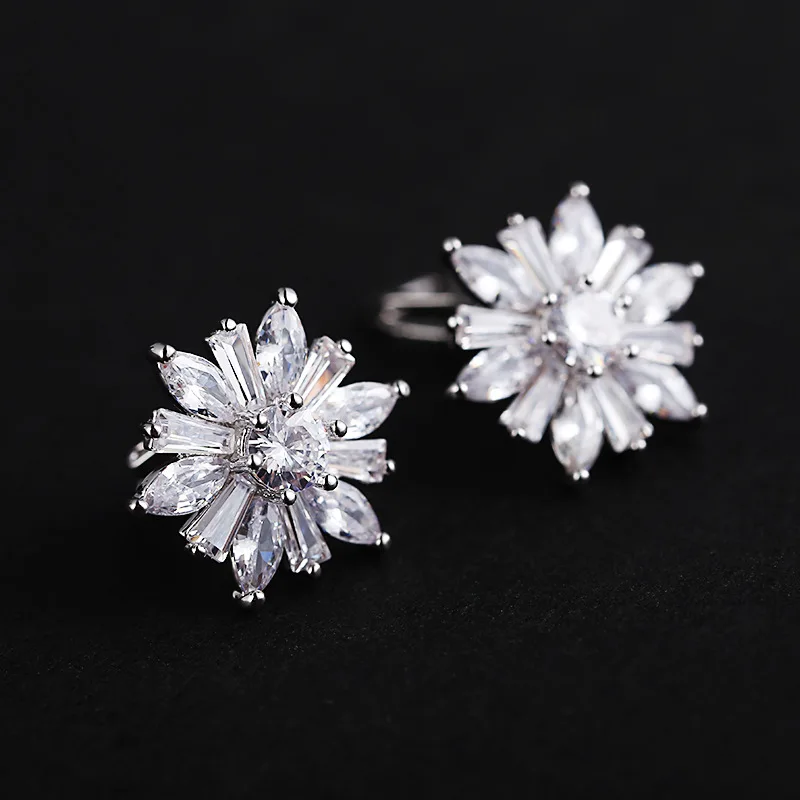 SIPENGJEL трендовые серьги с блестящим кристаллом Цирконом и подсолнухом золотые