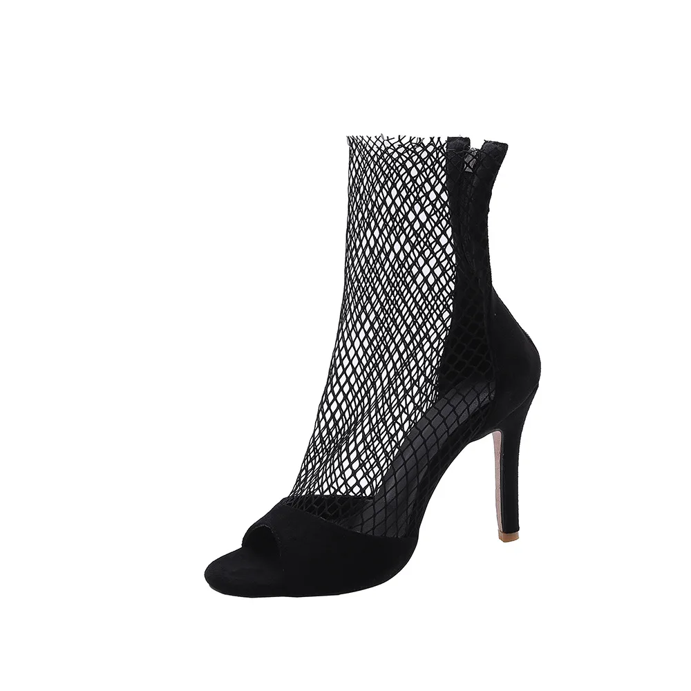 

night wind high heels, heel, water net sandals, women's shoes, slim red open toe fish mouth