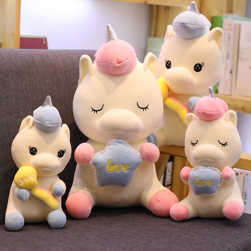 Очень мягкая Розовая лошадь со звездами Высококачественная плюшевая игрушка