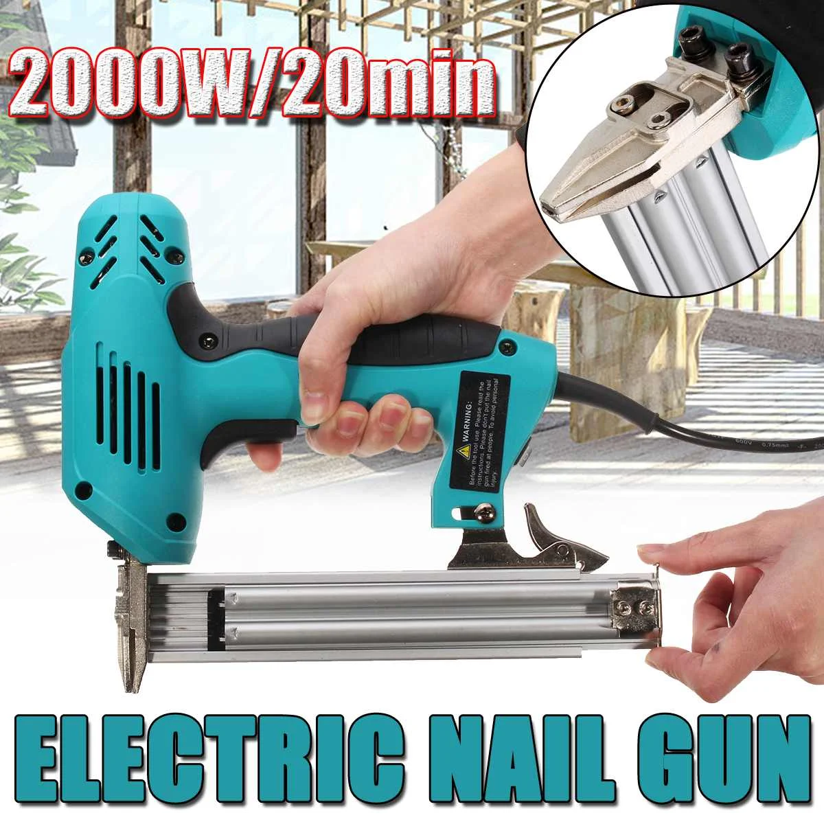 

Doersupp 2000W 10-30mm Electric Nail Gun Woodworking Tools Electrical Straight Staple Nail for Furniture Nailing Stapler Shooter