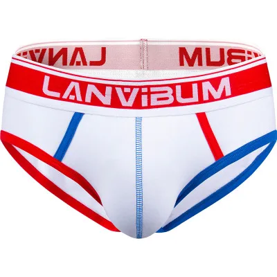 Мужское нижнее белье LANVIBUM однотонные брифы со средней талией из контрастного