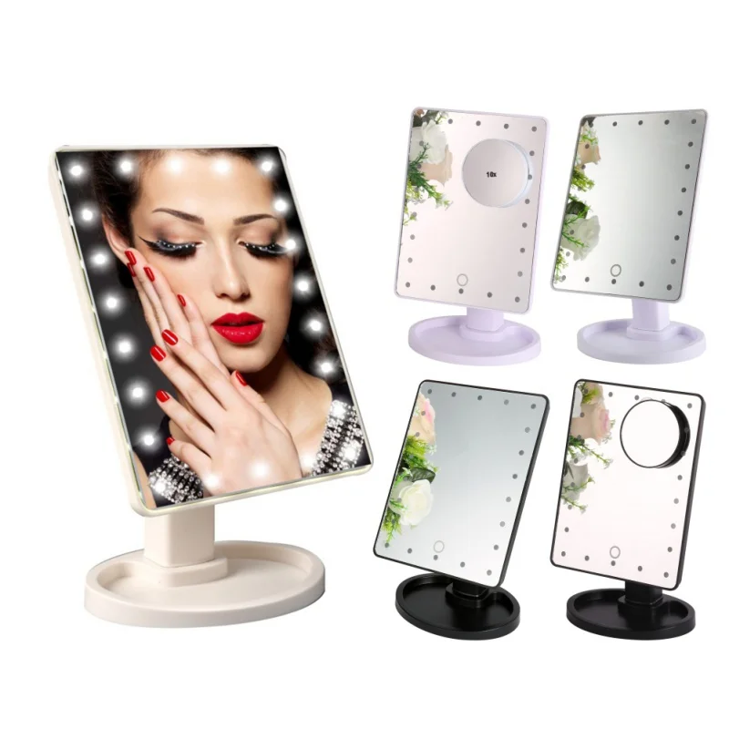 LED Touch Screen Makeup Mirror Professional Vanity Mirror With 22 LED Lights Beauty Adjustable 360 Countertop Degree Rotation