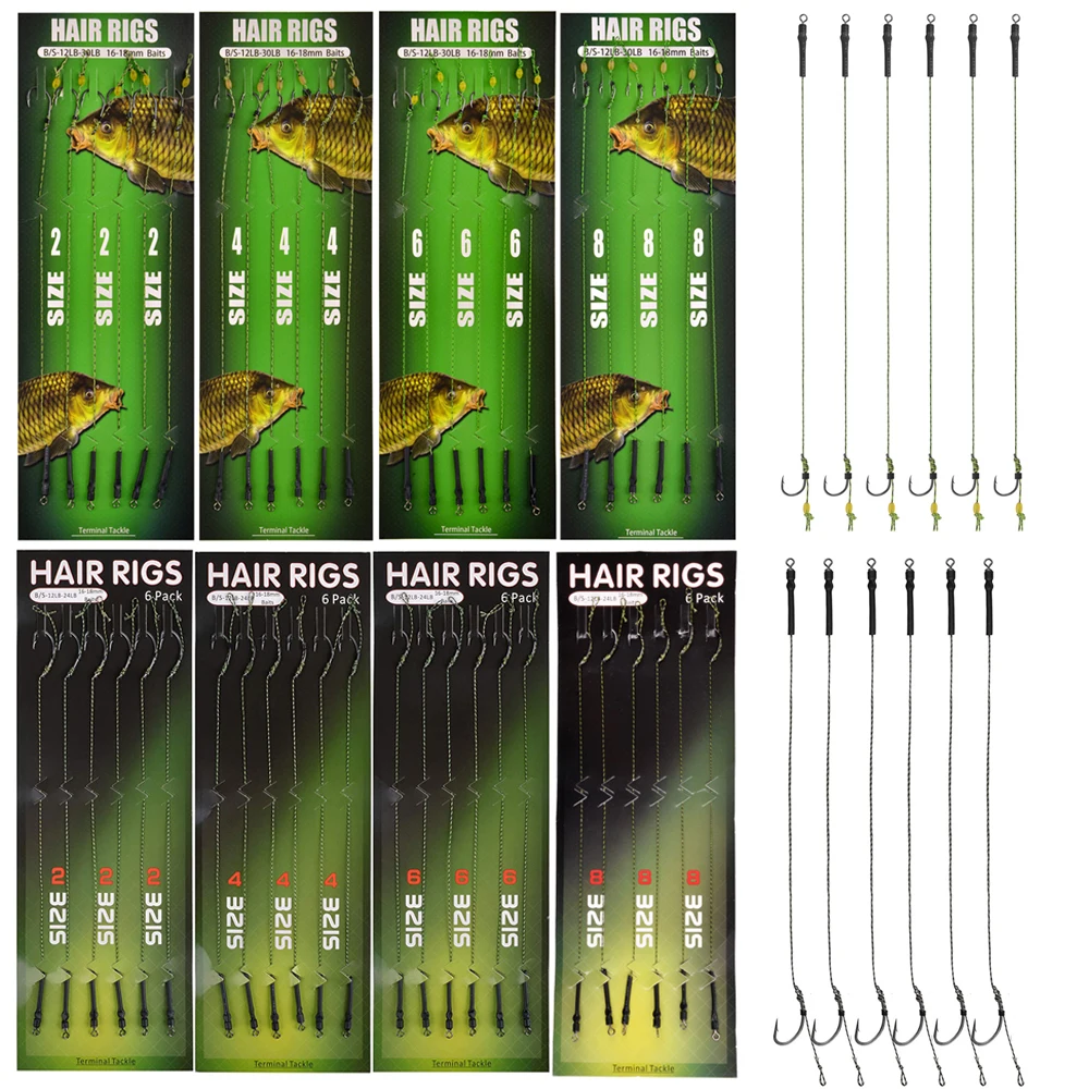

24/48PCS Carp Bait Rig Boilies Ready Made tied Fishhooks Terminal Method Feeder Carp Fishing hooks Tackle set