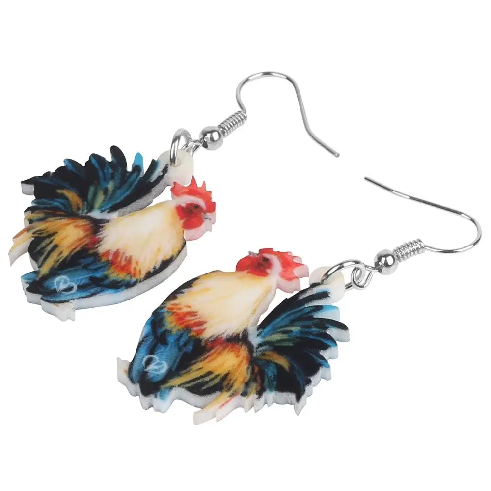 ARWA Acrylic Rooster Cock Chicken Earrings Fowl Farm Animal Drop Dangle Jewelry For Women Girls Teen Kids Charm Gift Accessory | Украшения