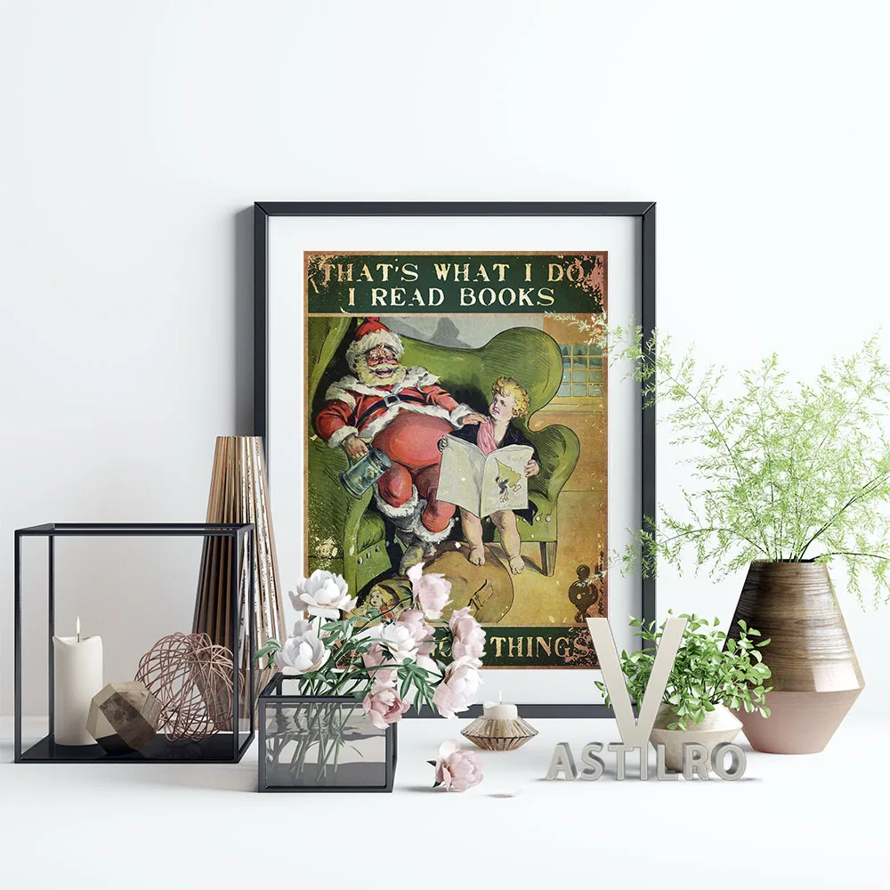 

Santa Claus Blond Boy Vintage Art Illustration Poster Funny Christmas Gift Wall Stickers Kids Room Home Decor Print Wall Picture