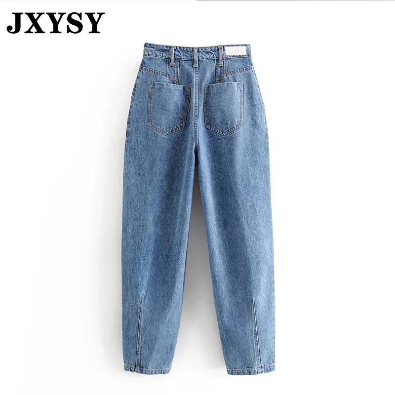 JXYSY Англия Стиль high street винтажные шаровары мама Джинсы женские Высокая талия