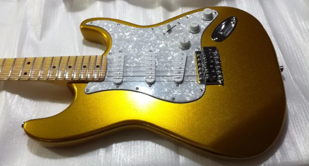 Оптовая продажа гитара Новое поступление модель Str электрическая золотого цвета