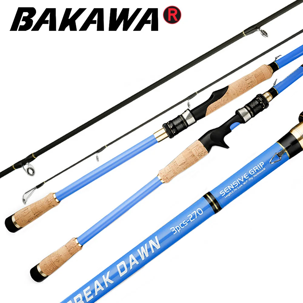 

BAKAWA Travel Lure Rod 24T Carbon Fiber 3 Section Casting Spinning Telescopic Fishing Pole M Power 1.8/2.1/2.4/2.7/3.0M Pesca