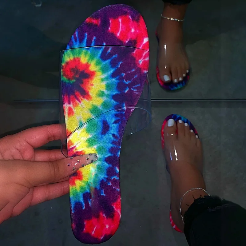 Летние женские шлепанцы на плоской подошве Прозрачные Женские сандалии с