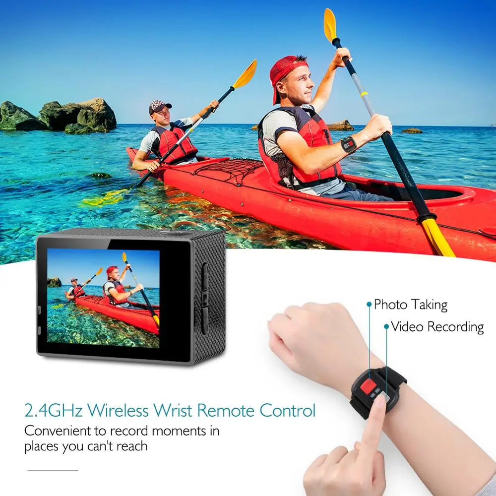 Экшн камера Dragon Touch Vision 3 с Wi Fi 4K 16 Мп Подводная Водонепроницаемая 170 °