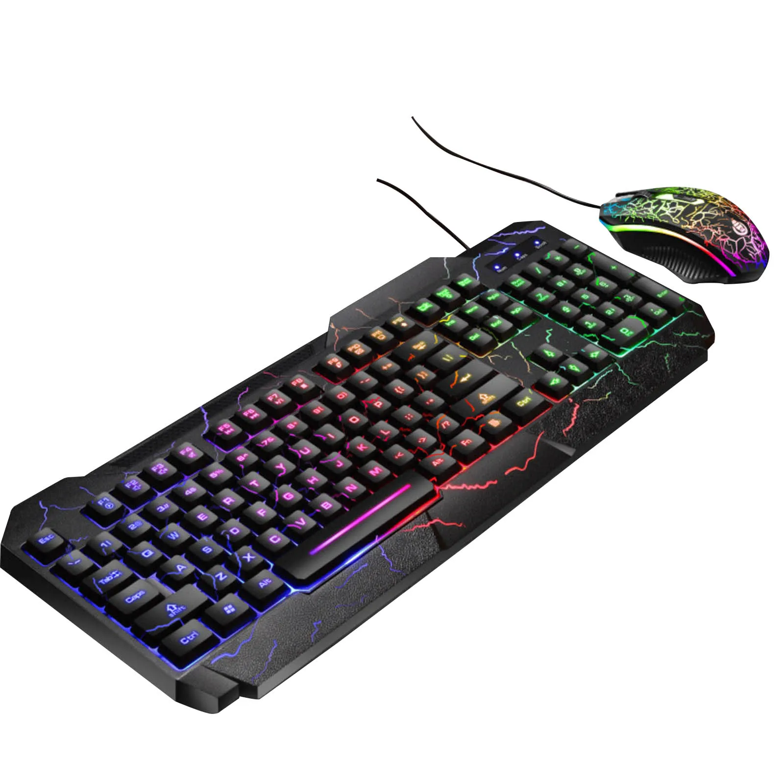 

Игровая клавиатура со светодиодной подсветкой, мышь, комбинированная, USB Проводная, имитация подсветки, водонепроницаемая мультимедийная к...