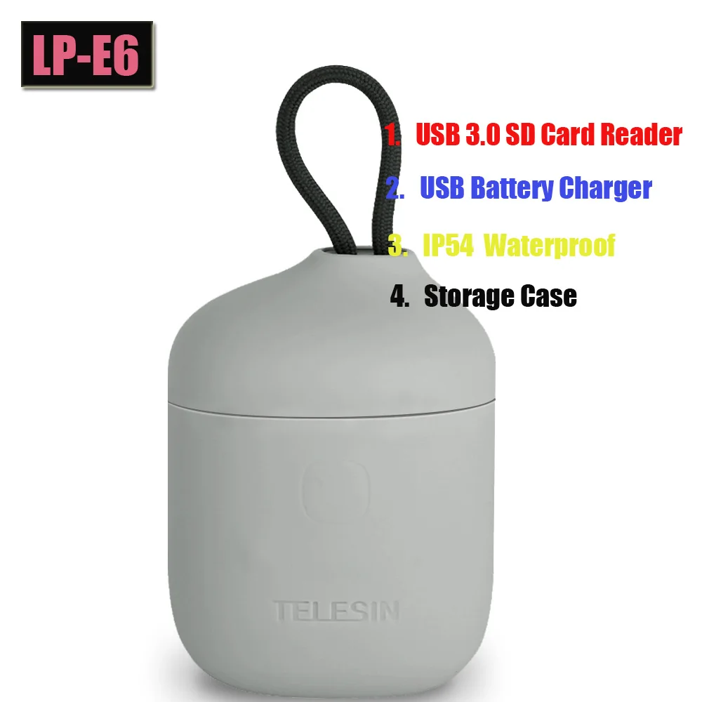 

3 in 1 SD Card Reader, Storage Case,USB Dual Battery Charger+LP-E6 Battery For Canon 5D Mark II III 7D 60D EOS 6D 70D 80D Camera
