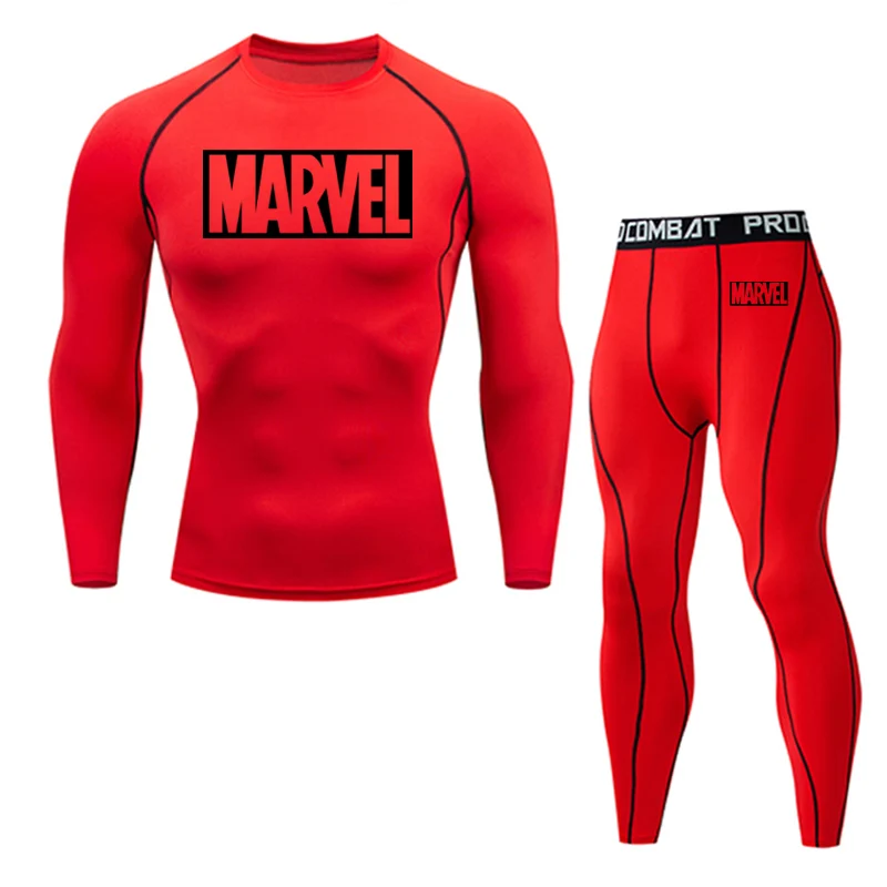 2-piece set Термобелье для мужчин, мужская термо одежда, компрессионный набор, термальные колготки, зимние леггинсы, баскетбольный костюм, Быстросохнущий - Цвет: 2-piece set