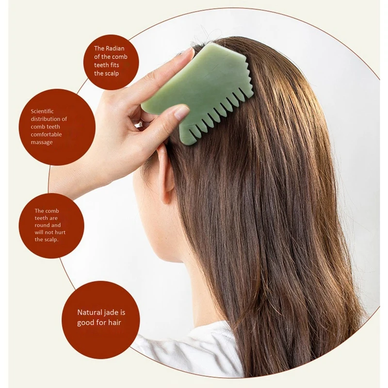

Jade Guasha Comb, Spa Acupuncture Therapy Stimulation Points Face Arms Foot Care