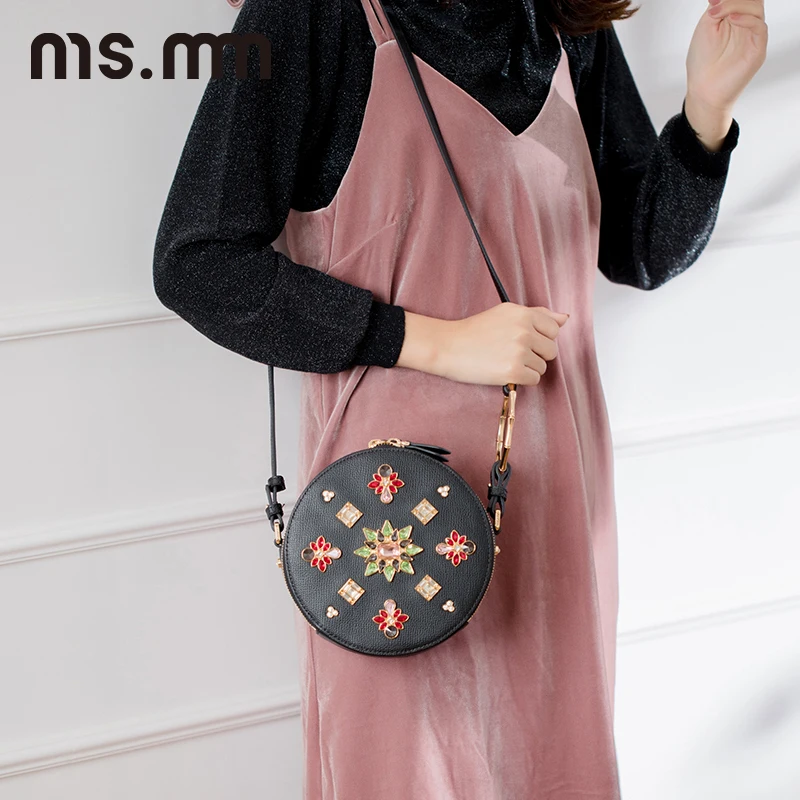 MS. MM Алмазная круглая сумка из натуральной кожи роскошные сумки женские