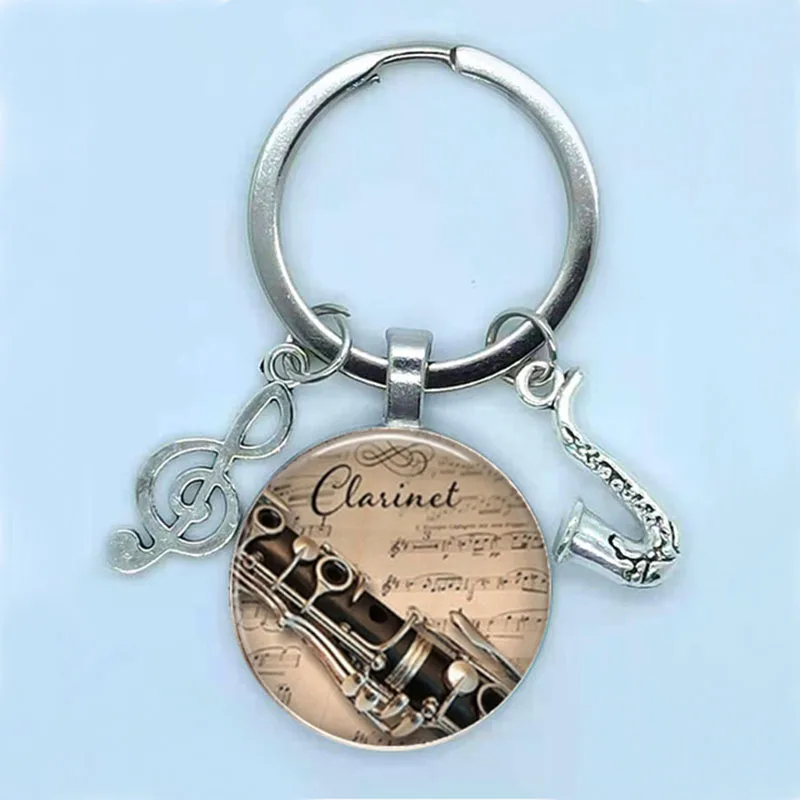 Новинка брелок для ключей в форме сердца пианино круглый стеклянный выпуклая