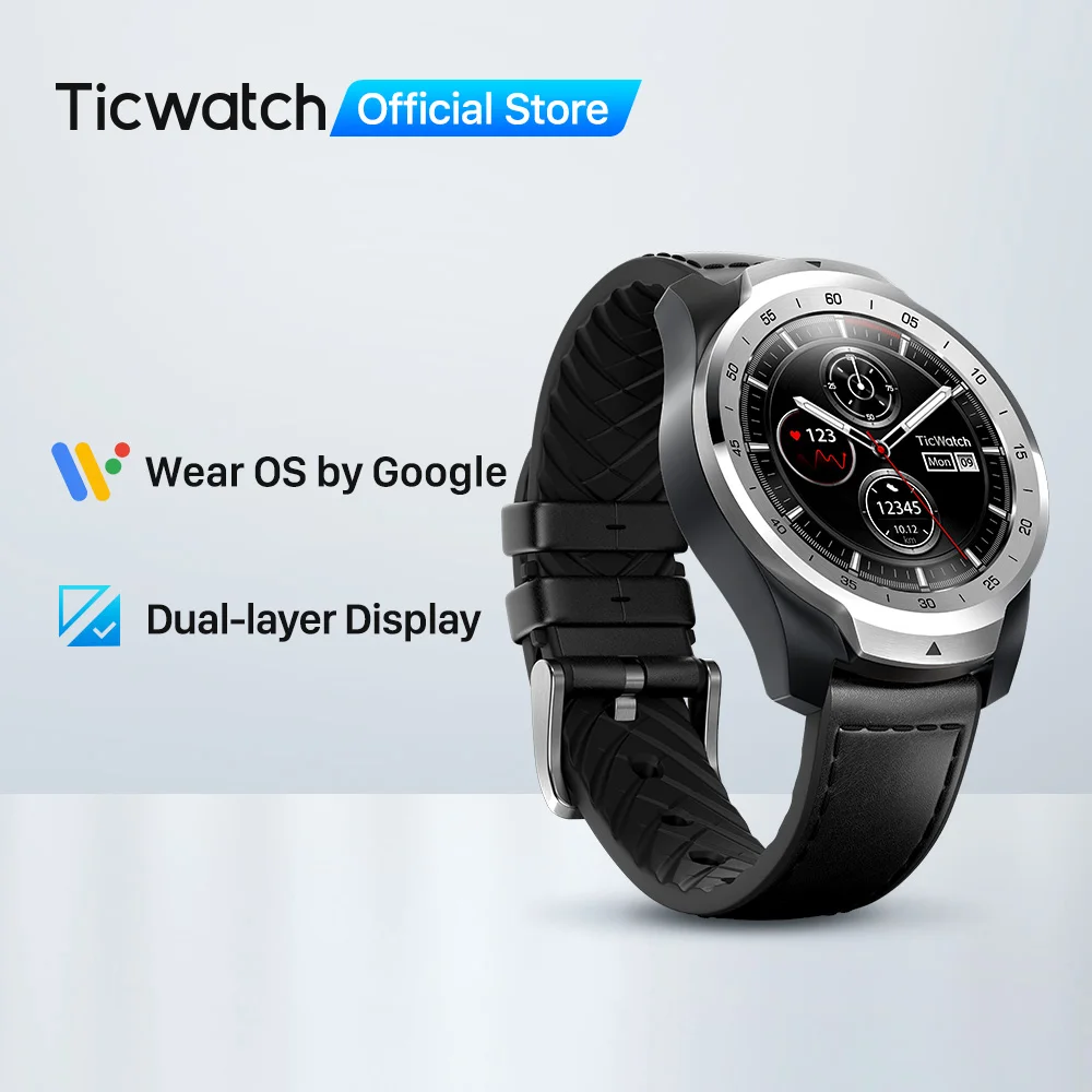 Best Price TicWatch Pro Smart Watch Men‘s Watch Wear OS by Google for iOS& Android NFC Payment Built in GPS Waterproof Bluetooth Smartwatch