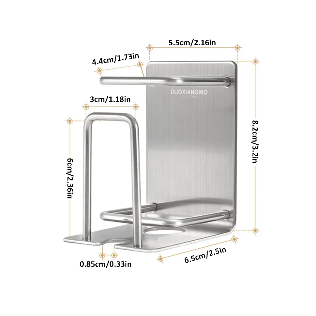 

Toothbrush Holder Adhesive Stainless Steel Wall Mounted Toothbrush Toothpaste Cup Holder Rack New