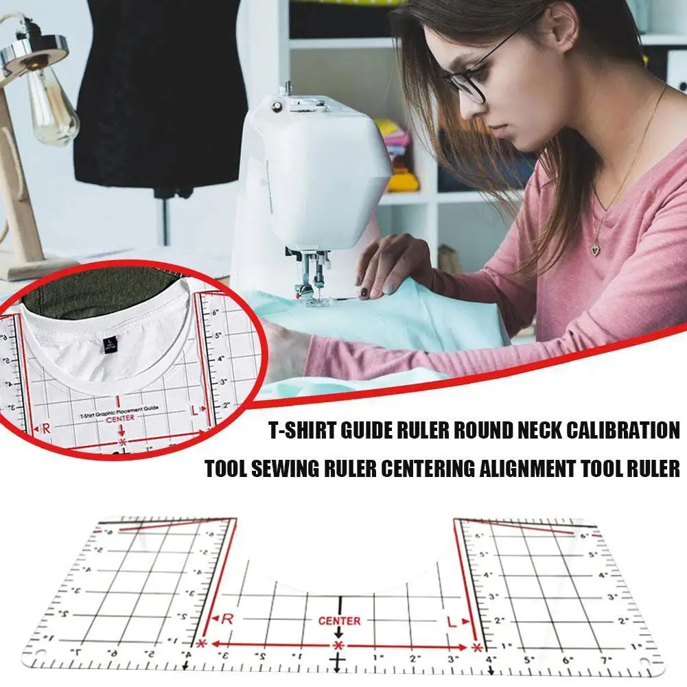 

1PC T-Shirt alignment Ruler Centering Tool Placement Graphic Guide Tough Printed T-Shirt Design Fashion Ruler With Size Chart N1