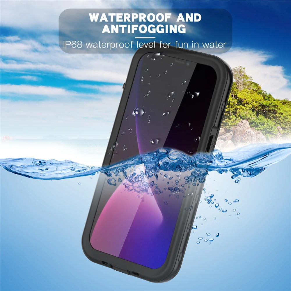 

IP68 Waterproof Phone Case For iPhone 13 Pro Max Mini Case 360° Full Protect Clear Dustproof Diving Luxury Cover Coque Fundas
