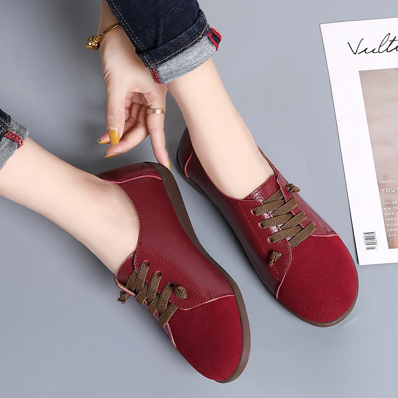 WDHKUN Женские туфли лодочки кожаные лоферы балетки спортивная Рабочая обувь для