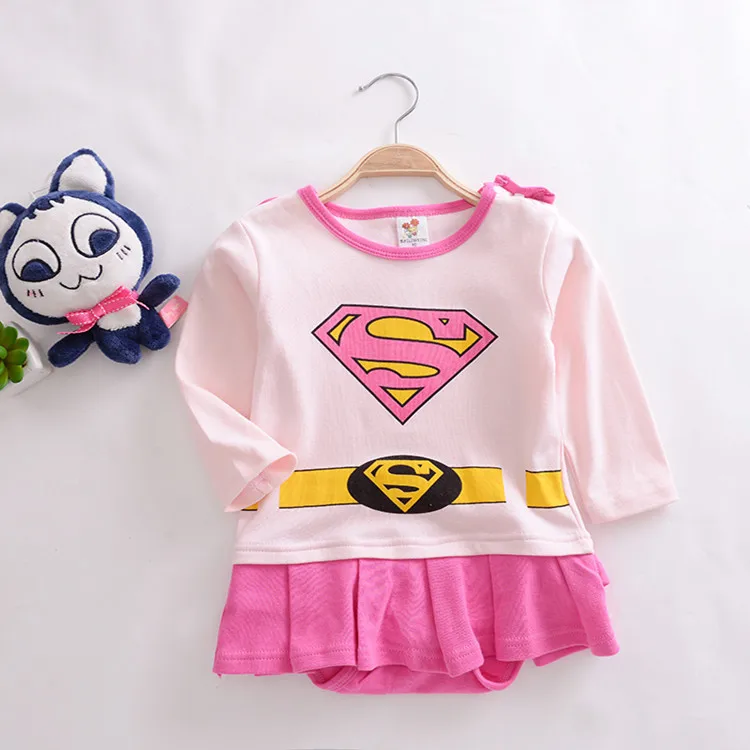 Pink Supeman Full Superman Romper Costume With Removable Cape Fashion Baby Superhero Jumpsuit Infant Toddler Superboy Batman Onesie Multi 3-18M - Цвет: Pink Supeman Full