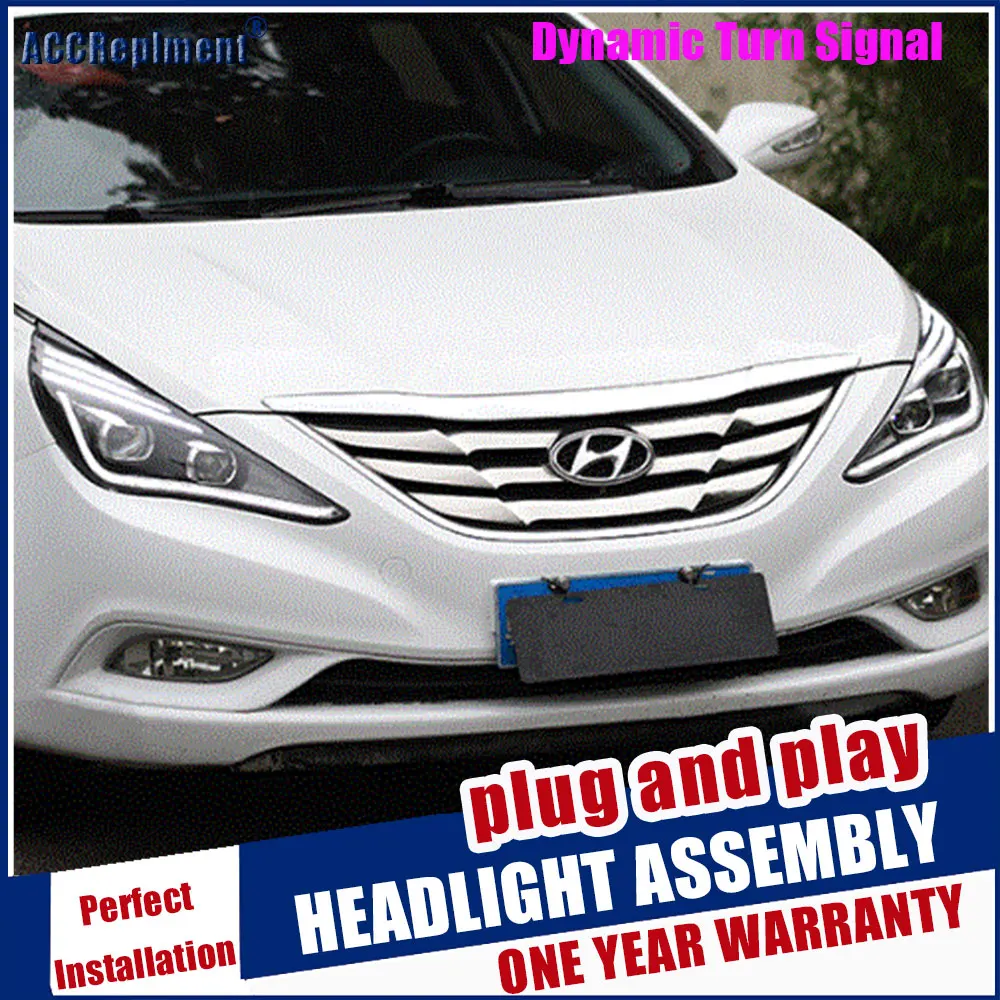 

For Hyundai Sonata 8 Headlights Car Styling Bi Xenon Lens Projector Car Light Dynamic Turn Signal 2011-2015