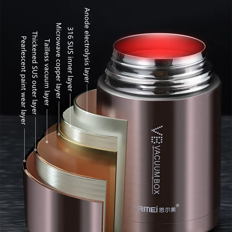 Термоемкость для пищевых продуктов суповая гусеница 316 вакуумный Ланч-бокс из