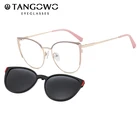 Круглые Солнцезащитные очки 2 в 1 TANGOWO кошачий глаз из сплава, модные женские очки, оптическая оправа, магнитные очки для близорукости Uv400 B23113