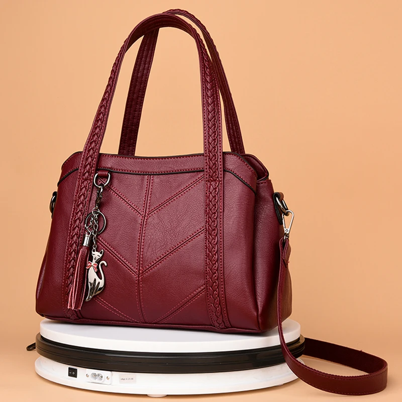 

Luxury Genuine Leather Women Handbag Fashion 3 Layers Female Shoulder Bag Large Capacity Durable Soft Leather Shoulder Bag SAC