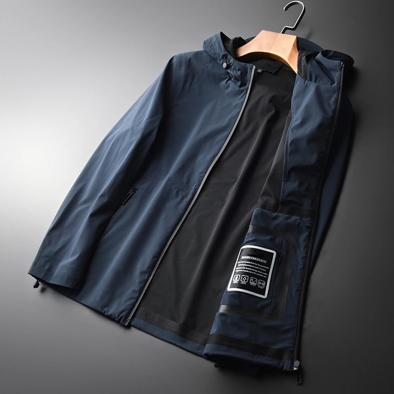 

Spring Hooded Luxury Autumn Zipper Mens And Coats Plus Size 4xl Fashion Slim Fit Male Jackets