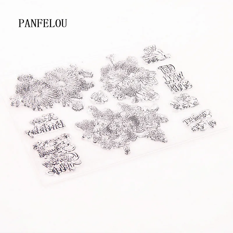 PANFELOU 15x11 букет цветов прозрачный силиконовый штамп/печать DIY