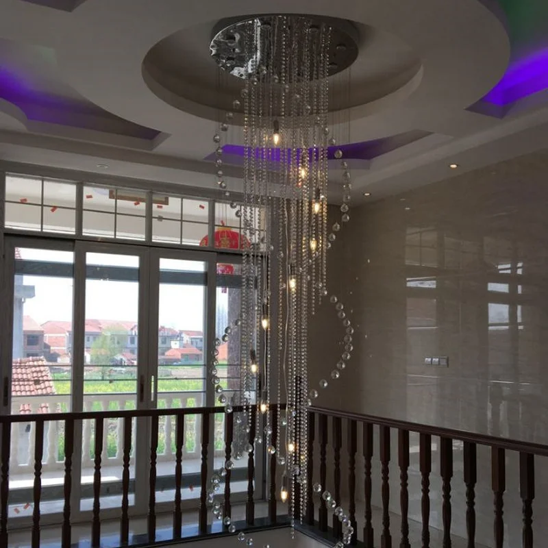 Современный Большой Размеры хрустальная люстра спиральные длинные лестничные