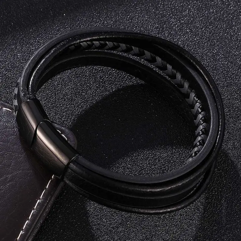 Модные Очаровательные кожаные браслеты мужские ювелирные изделия из