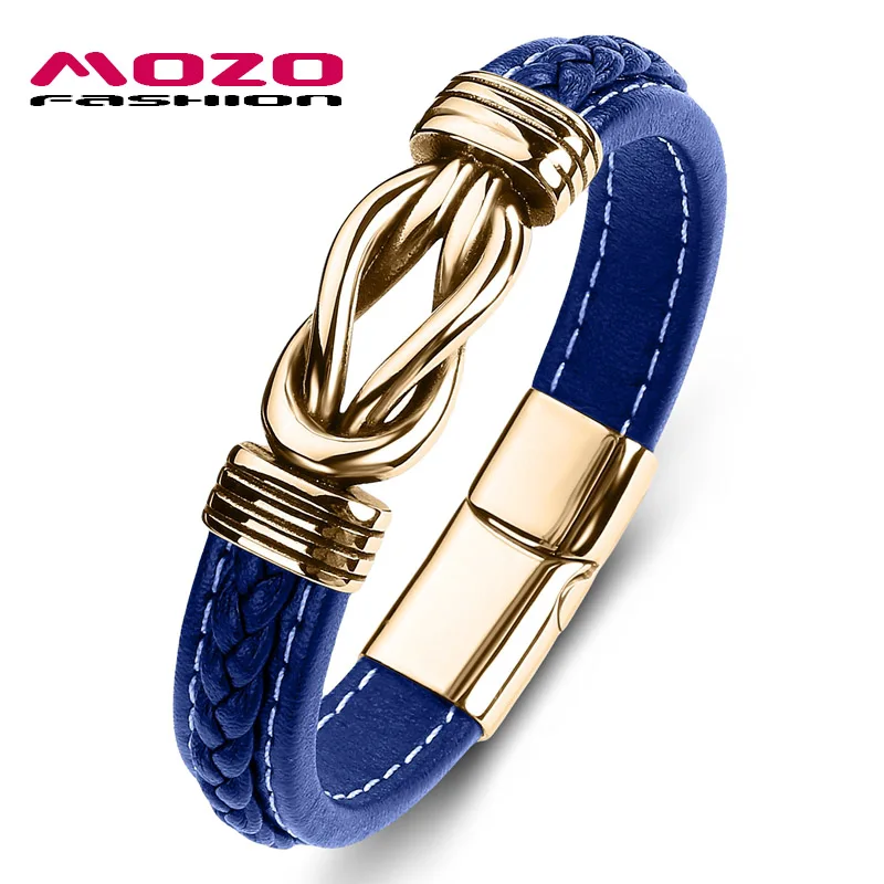 SJ074-L MOZO, модный,, классический, мужской браслет, кожа, нержавеющая сталь, браслет с подвесками, женский, крест, панк, ювелирный браслет, подарки, зеленый - Окраска металла: SJ074-L