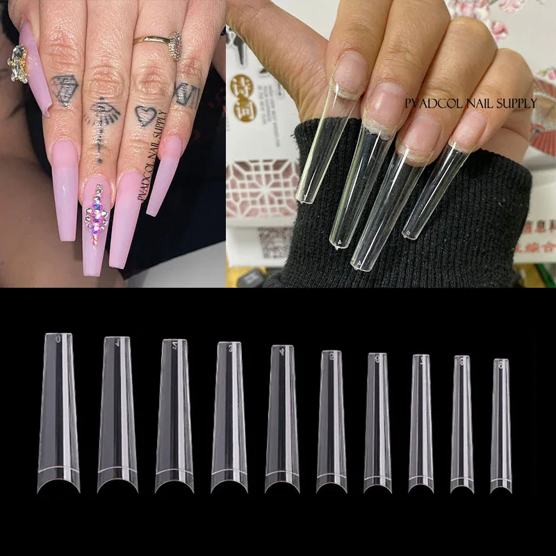 

XXL Coffin Nail Tips Half Cover Extra Long C Curve Acrylic Extension System False Nails Manicure Press On Tip Salon Supply