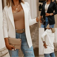 new style suit long sleeve commuter work jacket casual womens wear fashion cardigan solid color black white top ladies jacket