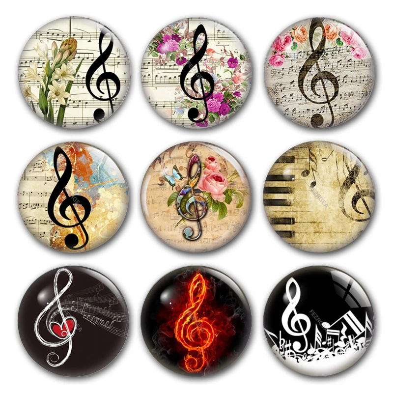 Стеклянный кабошон с музыкальными нотами музыкальная нота круглая фотография